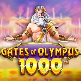 Gates of Olympus 1000 online game logo by Pragmatic Play on bizzokaszino.net