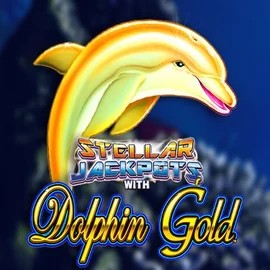 Dolphin Gold with Stellar Jackpots slot visual from Lightning Box Game available on bizzokaszino.net
