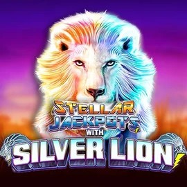 Stellar Jackpots with Silver Lion slot logo by Lightning Box Game at Bizzo Casino